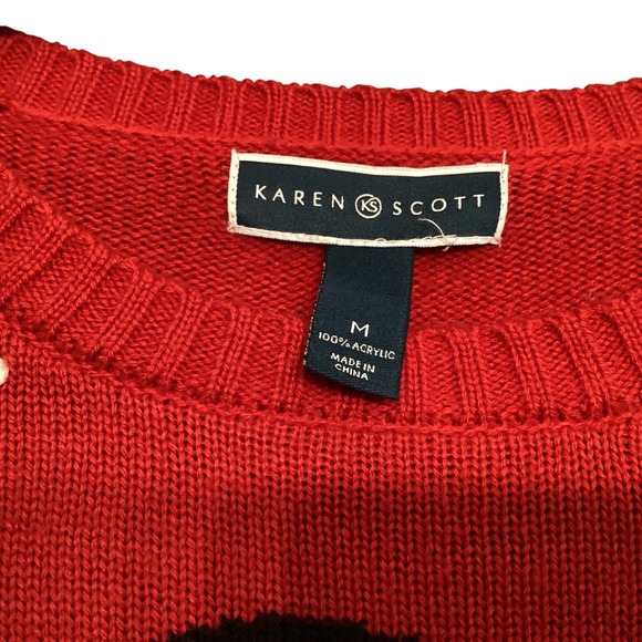 Karen Scott Womens Red Snowman Snowflake Ugly Christmas Sweater Size M Acrylic - Picture 3 of 8